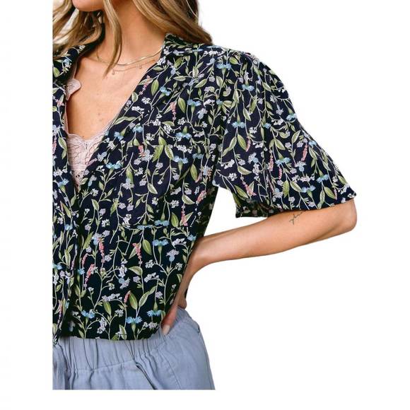 NEW CY FASHION day lily top in navy multi - Picture 3 of 3
